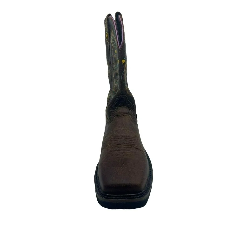 Justin Sunney Western Work Boots Women 8B‎ Brown Good Composite Toe Leather